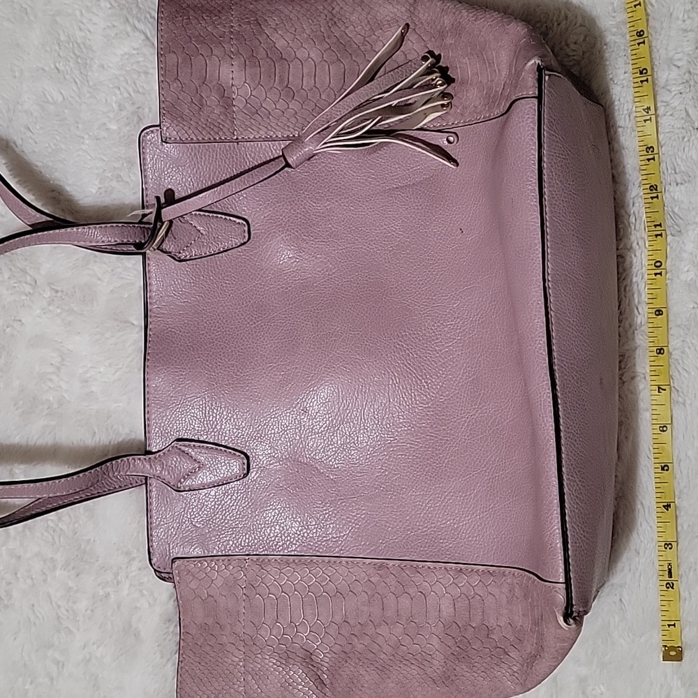 Lily & Ivy Purple Faux Leather Tote Bag w/ Zippered Pockets
